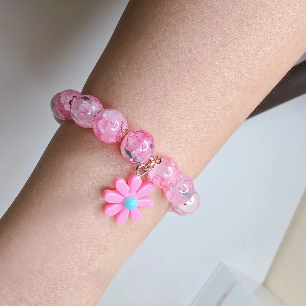 Hand Crafted Pink Flower Jewelry Set - Picture 10 of 12